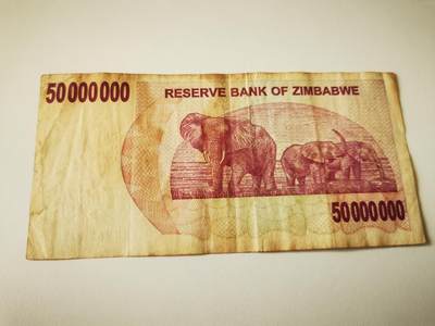 零零发流通品外国纸币拍卖 无佣金 津巴布韦50000000