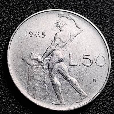 泉币菌-第230场-拍品多 请提前出价 意大利  50里拉 锻冶之神 伍尔坎 24mm