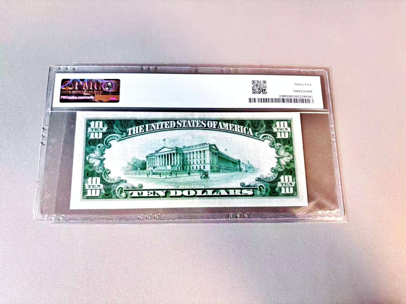 【Blue Auction】世界纸币精拍第812期——18级TOP拍卖/信誉/品质/专业/高效💫 【无47】美国 1934年10美金 北非券 PMG35	