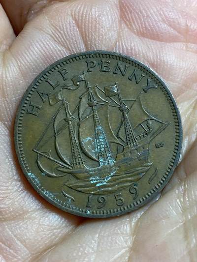 2026年第四十七场(总第二百一十六场）外国好品散币场(免佣金) 英国🇬🇧1959年半便士(伊丽莎白二世青年桂冠第二版)