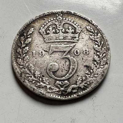 🌹外币初藏🌹🐯2026年第45场   每周二四六晚8️⃣点  世界硬币 英国 1908年 爱德华七世 3便士银币 a