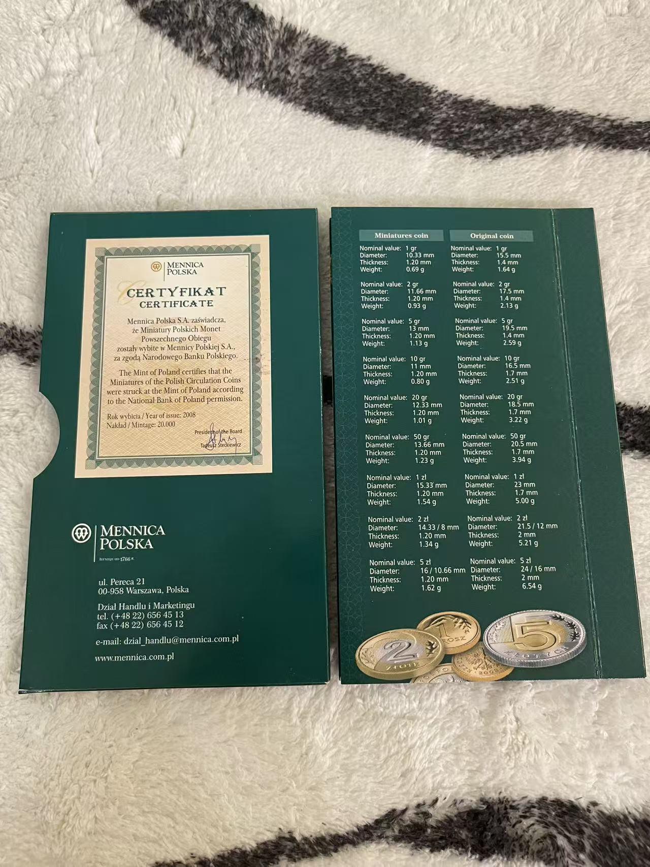 ❤️【币观天下】❤️ 第349期钱币拍卖场- 2026.4.24周五晚上6点半场 长期征集拍品  波兰2008年迷你官方套币 缩小版比例非流通套币 稀少 