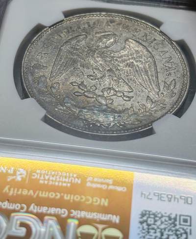 文馨钱币收藏第 303 场，【五一钱币荟，收藏盛宴】长期接代拍业务 NGC AU58 墨西哥 1900 年鹰洋银元，双面好彩，细节拉满