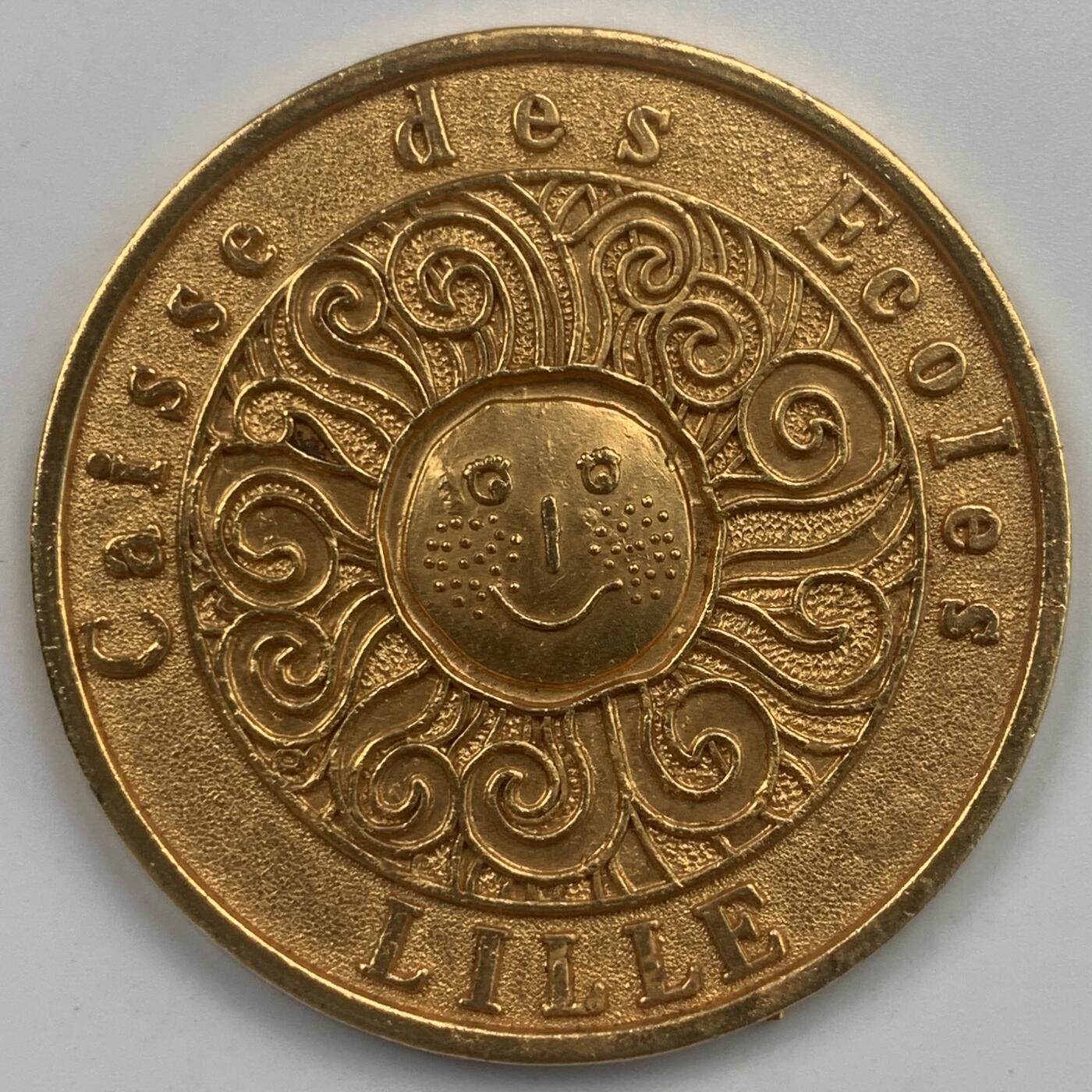 掌中浮雕-藏着的欧洲第059场 法国里尔学校基金会镀金奖章，50mm，25.7g