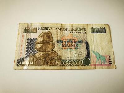 零零发流通品外国纸币拍卖 无佣金 津巴布韦1000