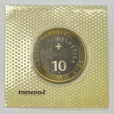 S&S Numismatic世界钱币-拍卖 第126期  瑞士2017年 阿尔卑斯高山植物-高山龙胆 10法郎双色纪念币 原厂塑封，品相如图