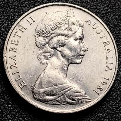 泉币菌-第230场-拍品多 请提前出价 1981年英属澳大利亚20分 伊丽莎白女王  鸭嘴兽  28.5mm