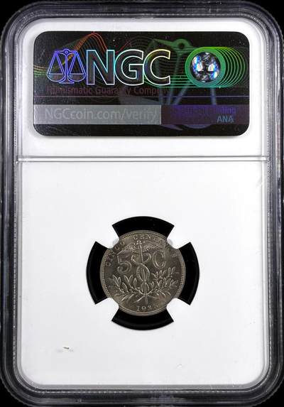 【雨安】【直播拍卖】【评级币章-132期】 2026-04-25 周六 19:30 (金价1050, 银价18.60)  [评级美洲] Bolivia 玻利维亚 5分 1935年  NGC-MS64