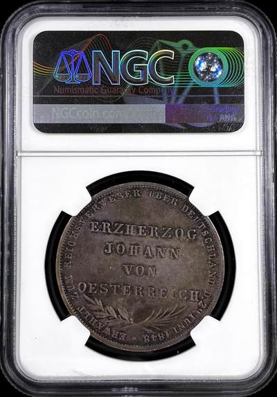 【雨安】【直播拍卖】【评级币章-132期】 2026-04-25 周六 19:30 (金价1050, 银价18.60)  [评级德国] Germany 德国 德意志 2盾 Frankfurt法兰克福 Thun.135 KM#0338 (1848) 奥地利大公 1848年  NGC-MS61