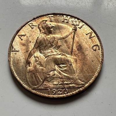 🌹外币初藏🌹🐯2026年第45场   每周二四六晚8️⃣点  世界硬币 英国 1920年 乔治五世 一法新铜币 原光品 深铸透打