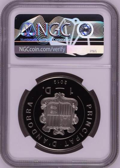 S&S Numismatic世界钱币-拍卖 第126期  安道尔2012年 安道尔的鸟类-红胸知更鸟 1第纳尔精制彩色炫彩纪念币 NGC PF69UC