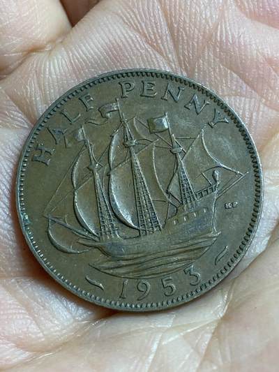 2026年第四十七场(总第二百一十六场）外国好品散币场(免佣金) 英国🇬🇧1953年半便士(伊丽莎白二世加冕年，第一版)