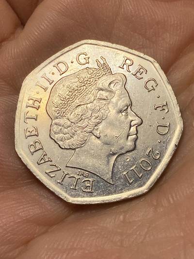 2026年第四十七场(总第二百一十六场）外国好品散币场(免佣金) 英国🇬🇧2011年50便士(2012年伦敦奥运会纪念币，8/29皮划艇)