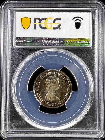 【雨安】【直播拍卖】【评级币章-132期】 2026-04-25 周六 19:30 (金价1050, 银价18.60)  [评级现代] Jersey 泽西 50便士 1972年 银婚  PCGS-MS66