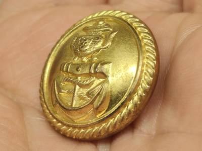 老徽章奖章勋章纪念章杂项专拍 北洋政府海军宝鼎纽扣-极美品镀金包老保真