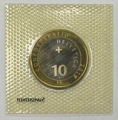 S&S Numismatic世界钱币-拍卖 第126期  瑞士2018年 阿尔卑斯高山植物-银蓟 10法郎双色纪念币 原厂塑封，品相如图