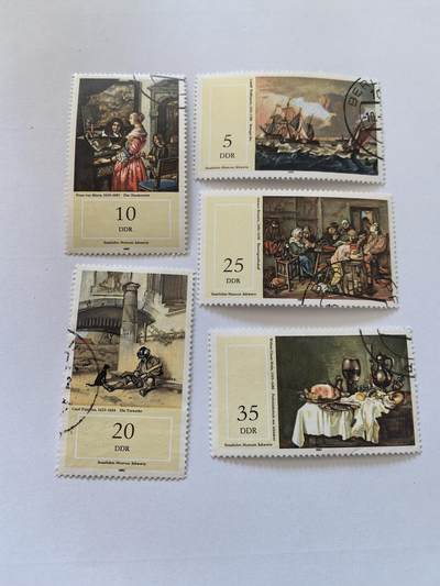 杂票 东德邮票 绘画5枚旧