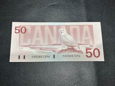 《外钞收藏家》第六百二十九期（精品场）（长期征集拍品、欢迎藏友们联系合作） 1988年加拿大鸟版50元 全新UNC 无47