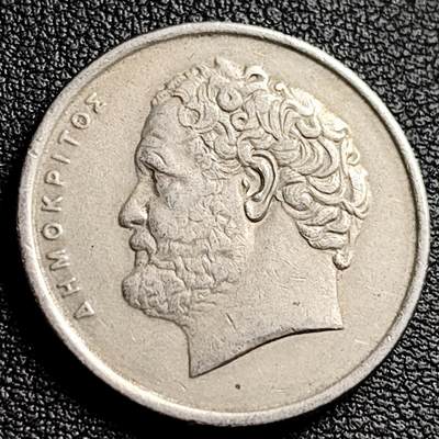 泉币菌-第230场-拍品多 请提前出价 希腊1984年 10德拉克马镍铜币 26mm德谟克利特.原子科学