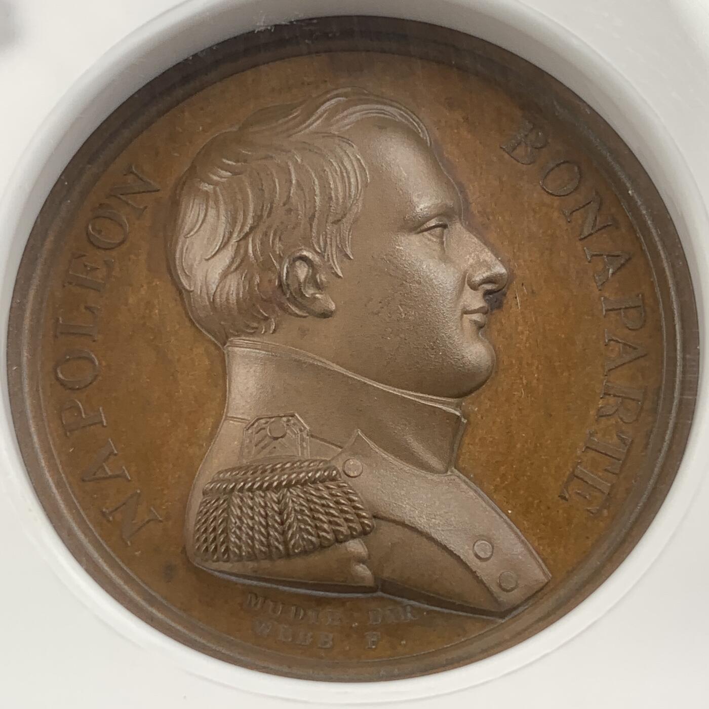 掌中浮雕-藏着的欧洲第059场 NGC MS64 : 1815年拿破仑于柏勒洛丰号战列舰上投降，41mm