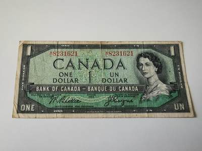 零零发流通品外国纸币拍卖 无佣金 加拿大1954年一元