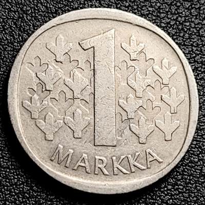 泉币菌-第230场-拍品多 请提前出价 1971年芬兰 1马克 镍铜硬币 立狮 纪念币铜钱 