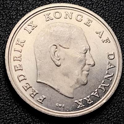 泉币菌-第230场-拍品多 请提前出价 原光美品 丹麦1969年1克朗 皇冠 弗雷德里克九世国王 25.5mm