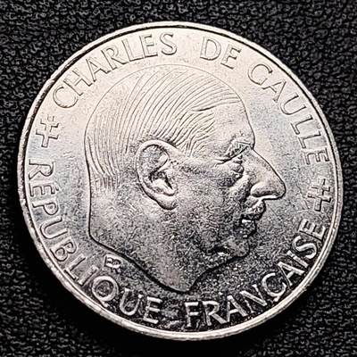 泉币菌-第230场-拍品多 请提前出价 24mm 法国1988年 1法郎纪念币 镍币戴高乐总统 