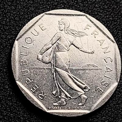 泉币菌-第230场-拍品多 请提前出价 法国早期（1981年）2法郎镍币 26mm 播种女神 入欧前 末版 绝版币