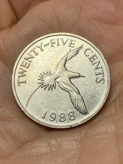 2026年第四十七场(总第二百一十六场）外国好品散币场(免佣金) 百慕大🇧🇲1988年25分(伊丽莎白二世中年高冠)