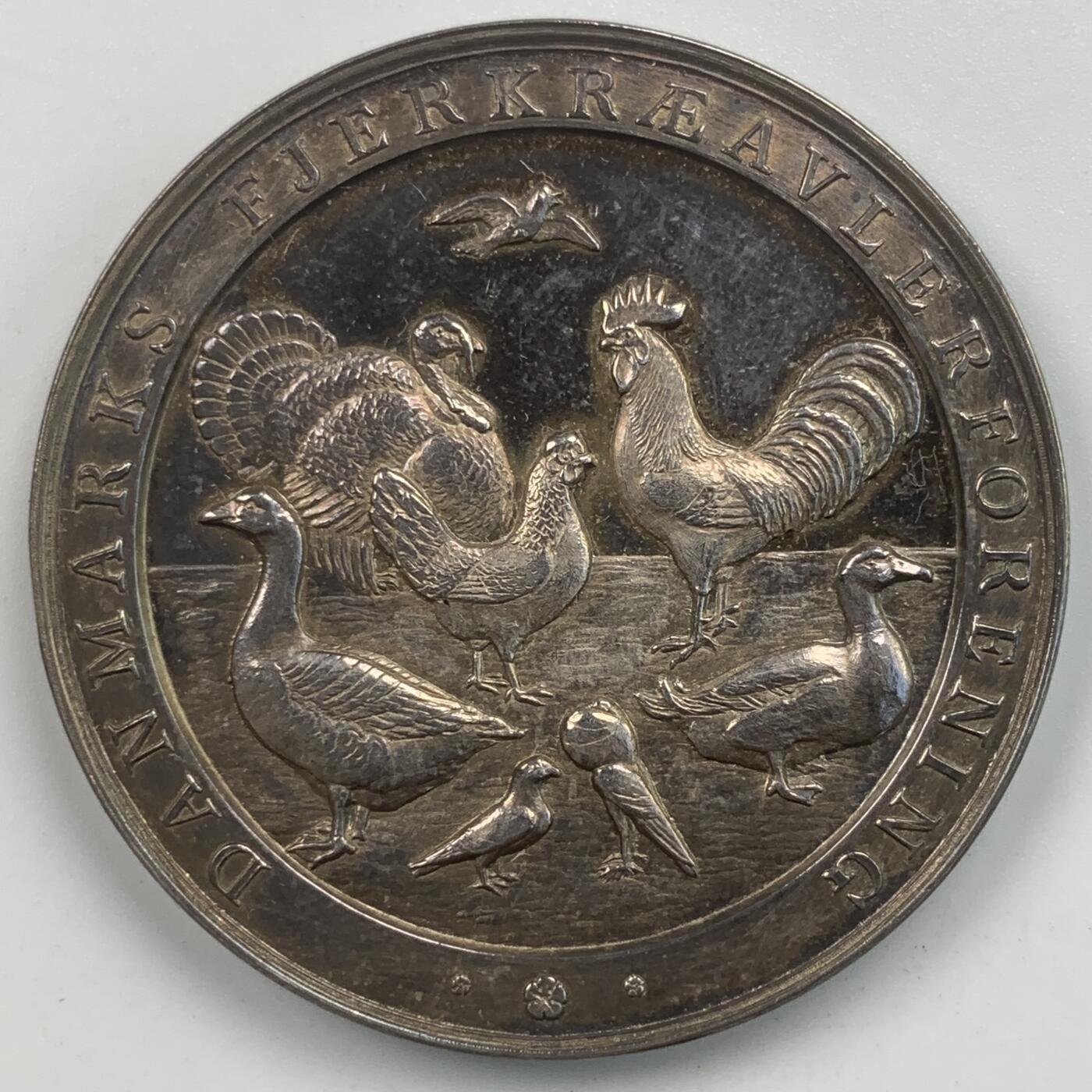 掌中浮雕-藏着的欧洲第059场 1914年丹麦家禽展览会纪念银章，43mm，34.5g，原盒