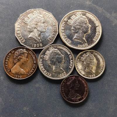 【全场包邮】纯粹捡漏拍522场 所罗门群岛1979-1995年6枚套币