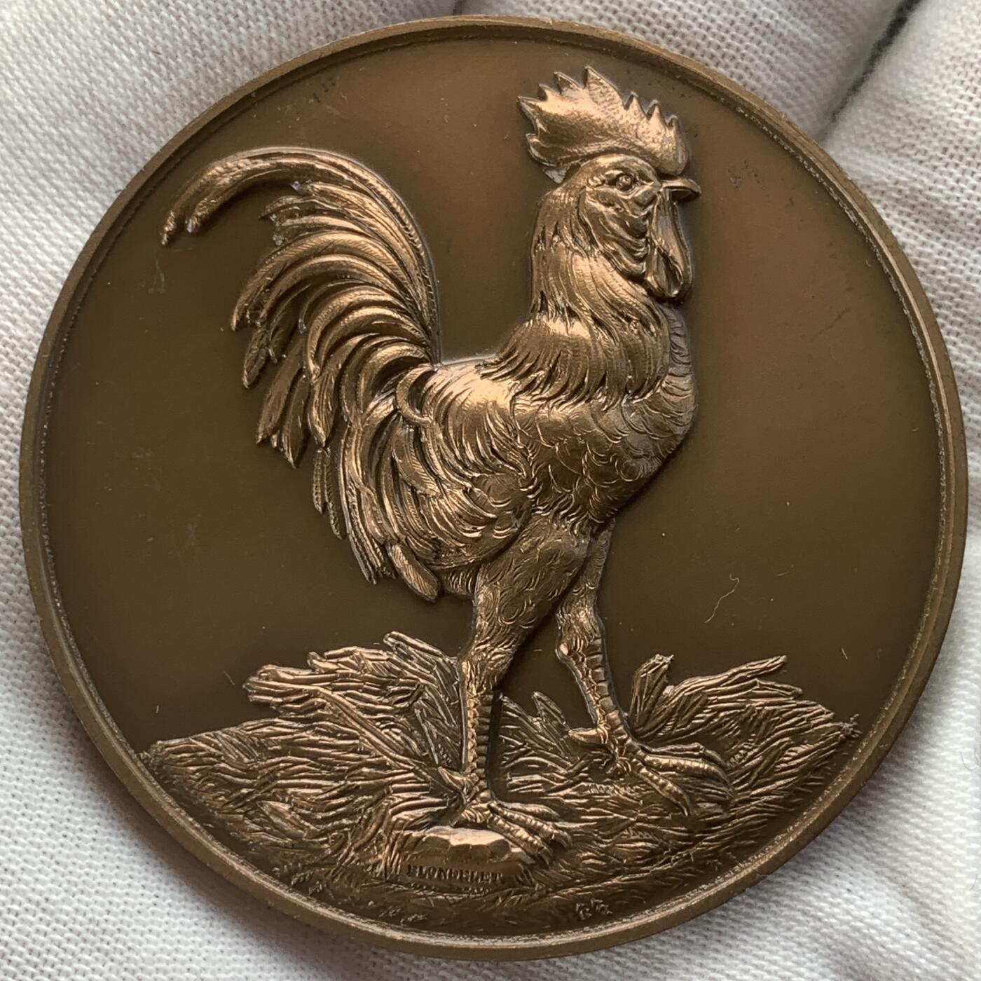 掌中浮雕-藏着的欧洲第059场 法国家禽养殖铜章，50mm，67g