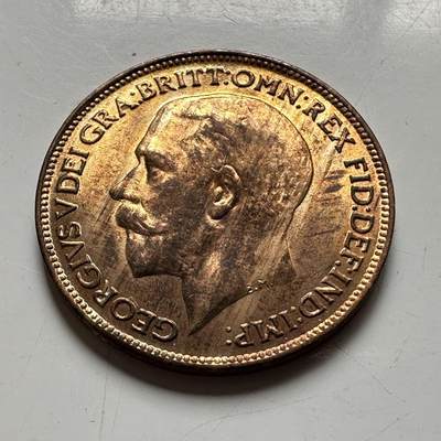 🌹外币初藏🌹🐯2026年第45场   每周二四六晚8️⃣点  世界硬币 英国 1920年 乔治五世 一法新铜币 原光品 深铸透打