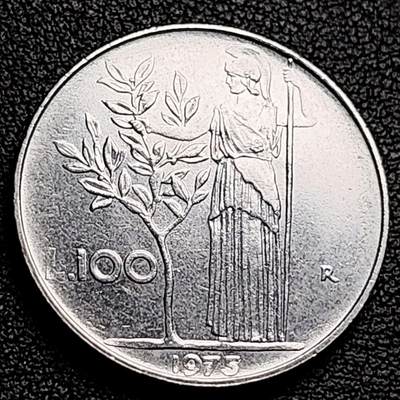 泉币菌-第230场-拍品多 请提前出价 意大利早期100里拉 月亮和记忆女神密涅瓦 不锈钢币 27.8mm