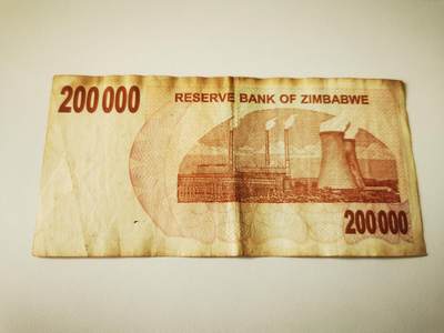 零零发流通品外国纸币拍卖 无佣金 津巴布韦200000