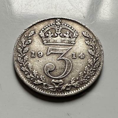 🌹外币初藏🌹🐯2026年第45场   每周二四六晚8️⃣点  世界硬币 英国 1914年 乔治五世 3便士银币 a