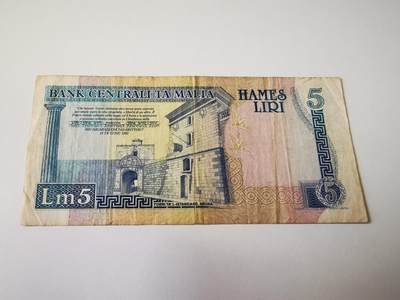 零零发流通品外国纸币拍卖 无佣金 马耳他5里拉