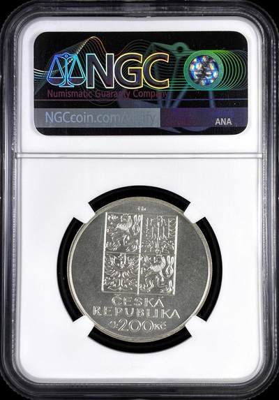 【雨安】【直播拍卖】【评级币章-132期】 2026-04-25 周六 19:30 (金价1050, 银价18.60)  [评级现代] Czech 捷克 200克朗 1999年 画家翁德雷·塞科拉 Ondrej Sekora  NGC-MS68