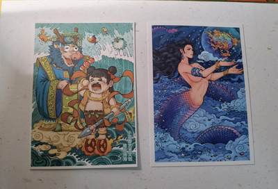 蜂潮卡牌  拍卖003期  0佣收拍（4月26日  21点  截拍） 小花瓣艺术文创  扈三娘&蛇女&女娲&哪吒闹海  明信片