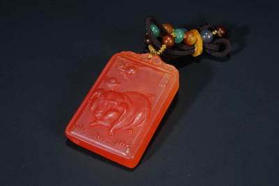 上海都达杂项专场103【全场包邮】  天然鱼惊石精雕生肖猪挂件70-230