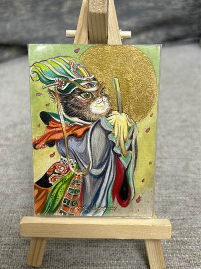 喜灰玩卡拍卖第八期，接拍品0佣金，欢迎送拍，释放现金流，让自己有资金可以购买更多喜欢的卡牌，让别的卡友能淘到更多心仪的卡牌 【手绘】松松老师手绘  猫仙官  国标卡尺寸