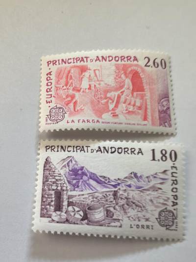 各国成套新旧票 法属安道尔,1983年,欧罗巴,冶炼锻造,放羊2全新雕版