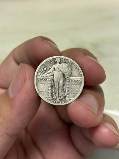 大畅畅的钱币铺 美国1928s版行走25美分银币6.1克900