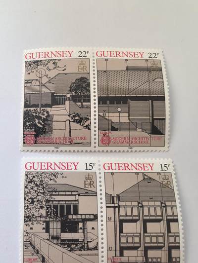 各国成套新旧票 英属格恩济(根西)邮票 1987年欧罗巴:圣彼得港现代建筑4全部