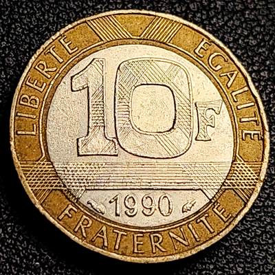 泉币菌-第231场-拍品多 请提前出价 1990 光明小天使  法国 10法郎双色币 铜钱纪念币