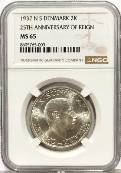 博洋堂“生趣盎然”4月精品专场暨第169期（全场包邮） NGC MS65 丹麦1937年2K大银币主币，65分少见