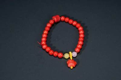 上海都达杂项专场103【全场包邮】  天然朱砂红砂圆珠手串70-357