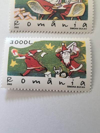 各国成套新旧票 罗马尼亚邮票 2002年圣诞节圣诞老人 2全新