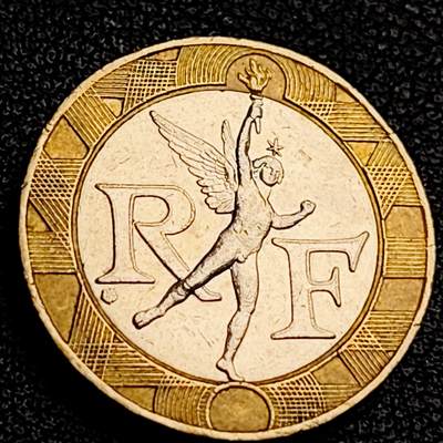 泉币菌-第231场-拍品多 请提前出价 1989年 法国10法郎双色币 天使 小飞人 自由保护神 23mm 入欧前末版币 绝版币 